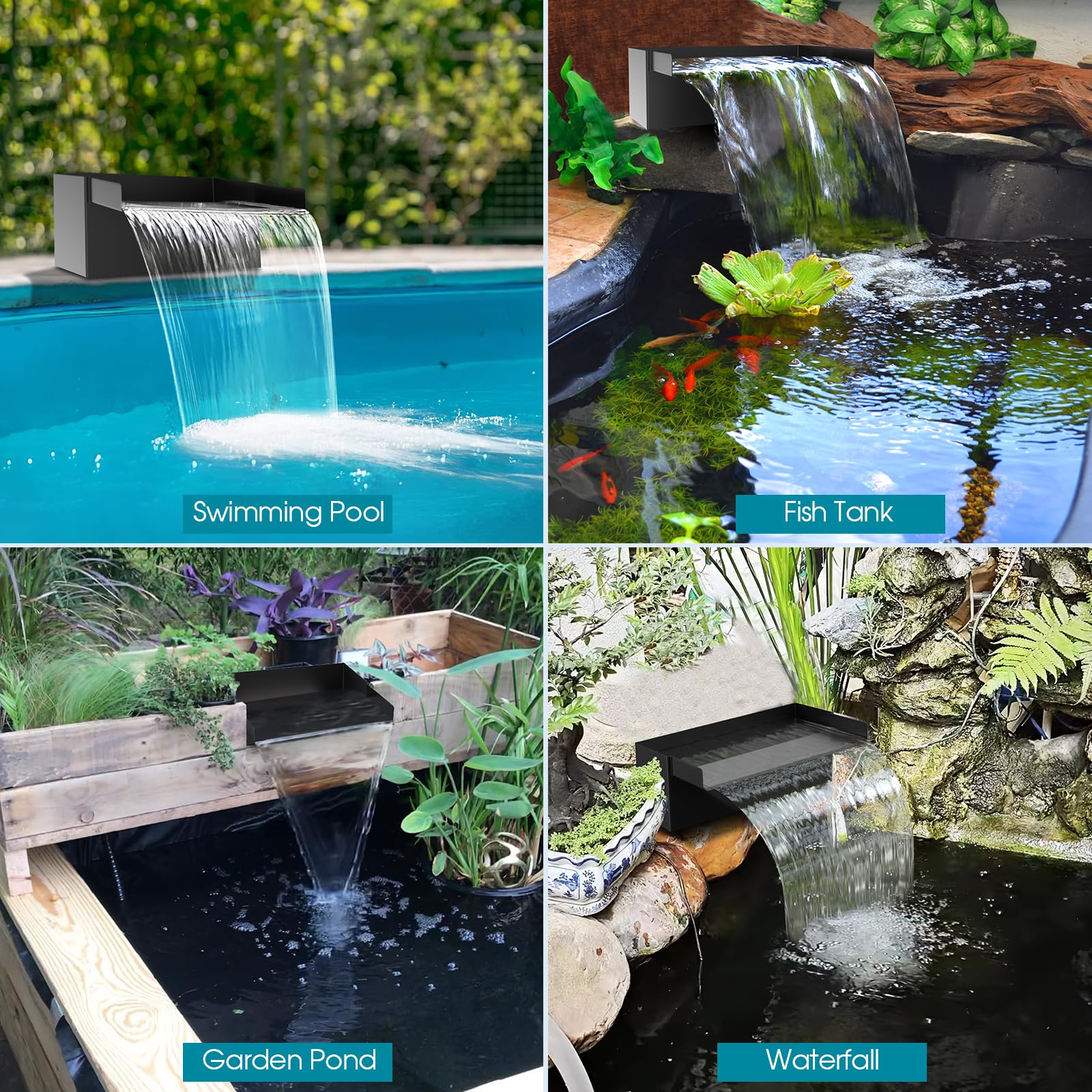 4′ x 4′ Pond Decor Kit | 3-in-1 Filter, Waterfall & Lights